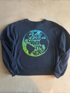 Modern Lux Navy Crewneck with Blue-Green Globe Graphic